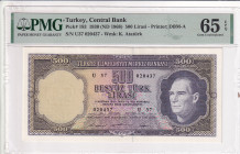 Türkiye, 500 Lira, 1968, UNC, p183, 5.Emission