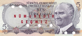Türkiye, 5 Lira, 1968, UNC, p179, SPECIMEN