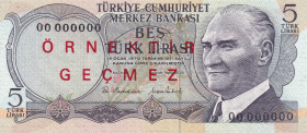 Türkiye, 5 Lira, 1976, UNC, p185, SPECIMEN