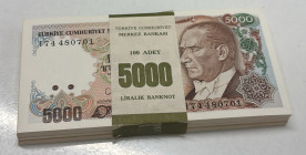 Türkiye, 5.000 Lira, 1990, UNC, p198, 7.Emission
