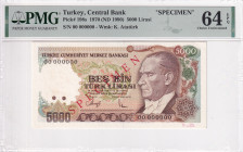 Türkiye, 5.000 Lira, 1990, UNC, p198, SPECIMEN