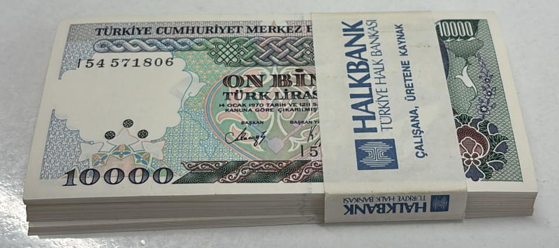 Türkiye, 10.000 Lira, 1993, UNC, p200, 7.Emission

BUNDLE, (Total 100 consecut...
