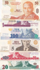 Türkiye, 1-5-10-20-50-100 New Lira, 2005, UNC, 8.Emission