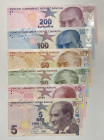 Türkiye, 5-10-20-50-100-200 Lira, 2022/2023, UNC, 9.Emission