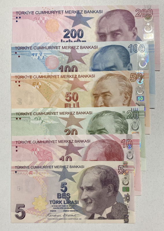 Türkiye, 5-10-20-50-100-200 Lira, 2023, UNC, 9.Emission

Letter 'G Set, (Total...