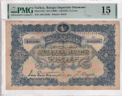 Türkiye, Ottoman Empire, 5 Livres, 1909, FINE, p64, Signed: Tristram-Daffes, Seal: Hamid