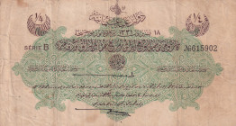 Türkiye, Ottoman Empire, 1/4 Livre, 1915, FINE, p71, Talat / Hüseyin Cahid
