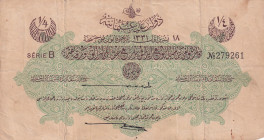 Türkiye, Ottoman Empire, 1/4 Livre, 1915, FINE, p71, Talat / Hüseyin Cahid