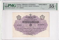 Türkiye, Ottoman Empire, 20 Piastres, 1912, AUNC, p80s, SPECIMEN