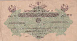 Türkiye, Ottoman Empire, 1/4 Livre, 1916, VF, p81, Talat / Hüseyin Cahid