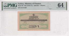 Türkiye, Ottoman Empire, 1 Piastre, 1916, UNC, p85, Talat / Raşid