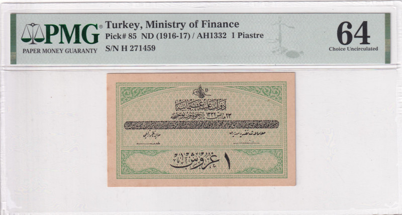 Türkiye, Ottoman Empire, 1 Kurush, 1916, UNC, p85, Talat / Raşid

PMG 64, V. M...