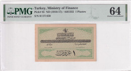 Türkiye, Ottoman Empire, 1 Kurush, 1916, UNC, p85, Talat / Raşid