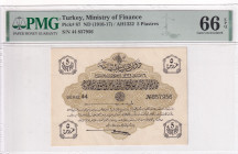 Türkiye, Ottoman Empire, 5 Piastres, 1916, UNC, p87, Talat / Hüseyin Cahid