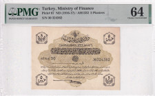 Türkiye, Ottoman Empire, 5 Piastres, 1916, UNC, p87, Talat / Hüseyin Cahid