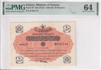 Türkiye, Ottoman Empire, 20 Piastres, 1916, UNC, p88, Talat / Hüseyin Cahid