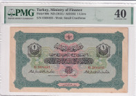 Türkiye, Ottoman Empire, 1 Livre, 1916, XF, p90b, Talat / Janko