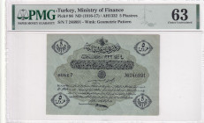 Türkiye, Ottoman Empire, 5 Piastres, 1917, UNC, p96, Cavid / Hüseyin Cahid