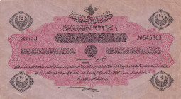 Türkiye, Ottoman Empire, 1/2 Livre, 1917, XF(+), p98, Cavid / Hüseyin Cahid