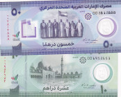 United Arab Emirates, 10-50 Dirhams, 2021/2022, UNC, p37;p35, (Total 2 banknotes)