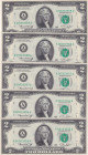 United States of America, 2 Dollars, 1976, UNC, p461, (Total 5 banknotes)