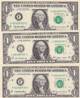 United States of America, 1 Dollar, 1999, UNC, p504, (Total 3 banknotes)