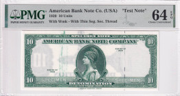 United States of America, 10 Units, 1929, UNC, TEST NOTE