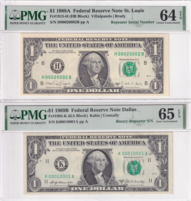 United States of America, 1 Dollar, 1957, UNC, p419b, (Total 9 banknotes)

PMG...