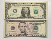 United States of America, 1-5 Dollars, 2006, UNC, p523a; p524, (Total 2 banknotes)