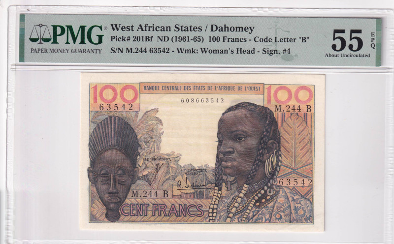 West African States, 100 Francs, 1961-65, AUNC, p201Bf

PMG 55 EPQ, "B'' Dahom...