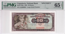 Yugoslavia, 10 Dinara, 1965, UNC, p78bs, SPECIMEN