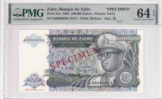 Zaire, 100.000 Zaires, 1992, UNC, p41s, SPECIMEN