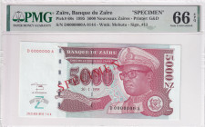 Zaire, 5.000 Neuveaux Zaires, 1995, UNC, p68s, SPECIMEN