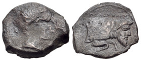 Italy. Sicily, Agyrion, c. 336-300 BC. Æ (18mm, 4.36g., 12h). Head of young Herakles r. R/ Forepart of man-headed bull r. Calciati III 6.