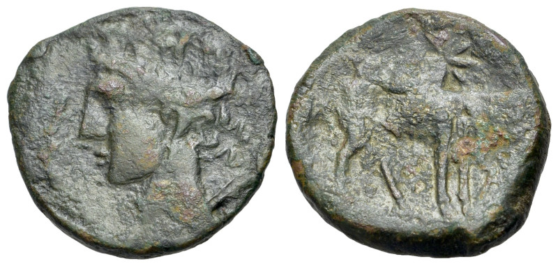 North Africa, Carthage, Second Punic War, Circa 220-215 BC. Æ (20mm, 5.01g., 9h)...