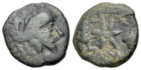 North Africa, Mauretania. Bocchus I (118-33 BC). Æ (16mm, 3.68g., 12h). (Mazard-113). (MAA-45). (Sng Cop-706). Anv.: Bearded head r. R/ Star; grape bu...