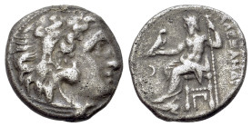 Kings of Macedon, Alexander III “the Great” (336-323 BC). AR Drachm (17mm, 4.26g., 12h). Kolophon, c. 310-301. Head of Herakles r., wearing lion skin....