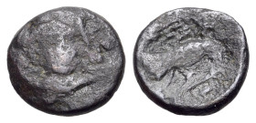 Euboia, Chalkis. (Circa 290-273 BC). AE (11mm, 1.30g., 9h) Head of Hera facing, wearing diadem ornamented with discs. R/ Eagle flying right with serpe...
