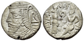 Kings of Parthia. Vologases VI, c. 207/8-221/2. BI Tetradrachm (24mm, 7.35g, 12h). Seleukeia on the Tigris mint. Dated SE 521 (AD 209/10). Diademed bu...
