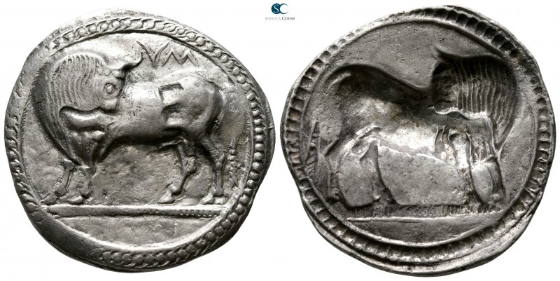 Lucania. Sybaris circa 530-510 BC. 
Nomos AR

30mm., 8,46g.

Bull standing ...