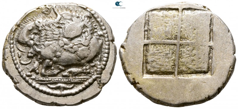 Macedon. Akanthos circa 480-470 BC. 
Tetradrachm AR

28mm., 17,00g.

Lion t...