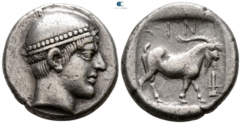 Thrace. Ainos circa 455-453 BC. 
Tetradrachm AR

25mm., 16,18g.

Head of He...