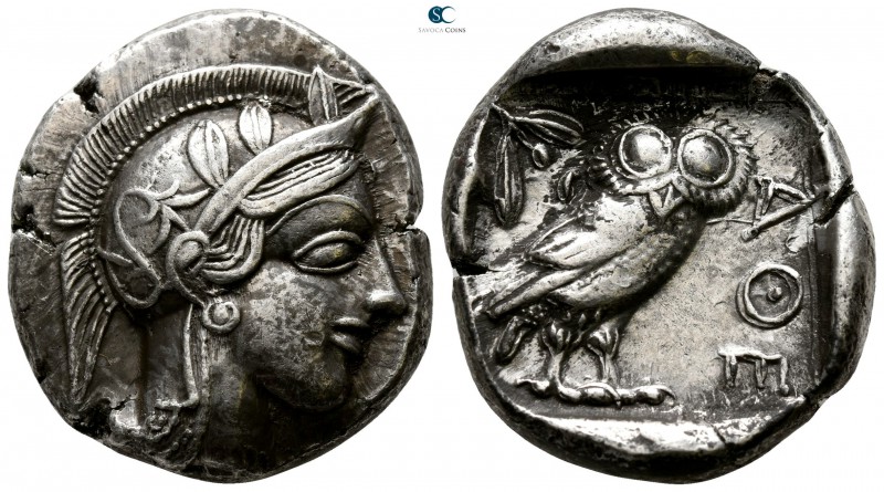 Attica. Athens circa 454-404 BC. 
Tetradrachm AR

26mm., 17,23g.

Head of A...