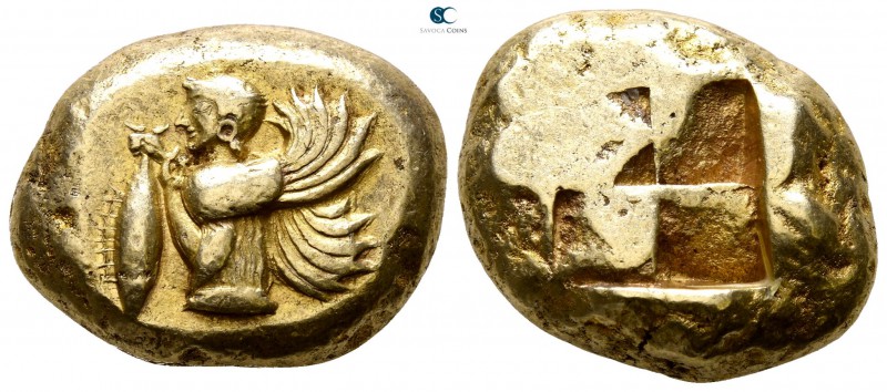 Mysia. Kyzikos circa 550-450 BC. 
Stater EL

20mm., 16,25g.

Half length bu...