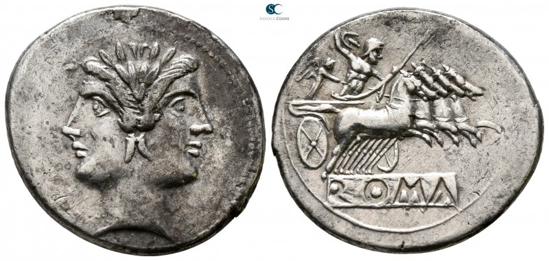 Anonymous 225-214 BC. Uncertain mint
Didrachm (Quadrigatus) AR

24mm., 6,74g....