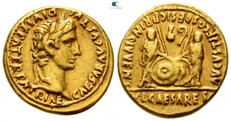 Augustus 2 BC-AD 12. Lugdunum (Lyon)
Aureus AV

20mm., 7,92g.

CAESAR AVGVS...
