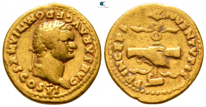 Domitian as Caesar AD 69-81. Rome
Aureus AV

19mm., 7,03g.

CAESAR AVG F DO...