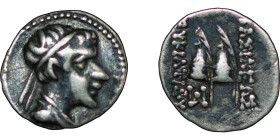Greece, Bactrian Kingdom. Eucradites AR Obol. Circa 170-145BC.