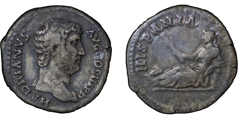 Roman Empire. Hadrian AR Hispania Denarius. 130-133AD. HADRIANUS AYG COS III P P...