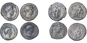 Roman Empire. Lot of 4x consecutive AR Denarius. 98-180AD.